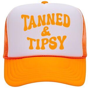Tanned & Tipsy Foam Trucker Mesh Snapback Cap Hat Neon Orange Women's